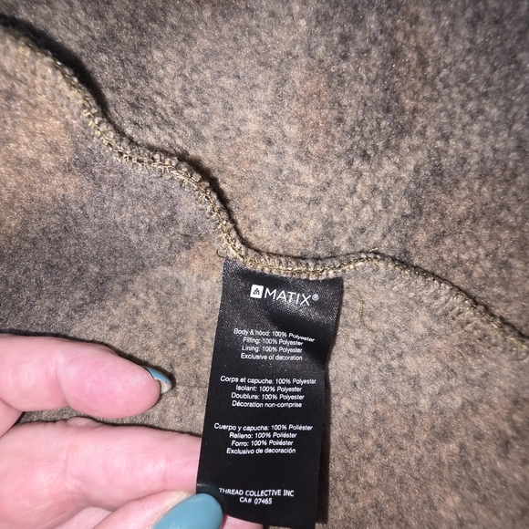 Matix Camo Hooded Jacket Men's XL Green Zip Up 100% Polyester Deep Inside Pocket - Picture 6 of 10